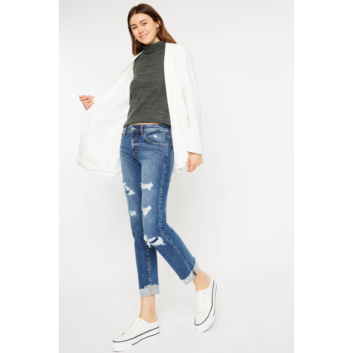 KAN CAN DISTRESSED BOYFRIEND JEANS