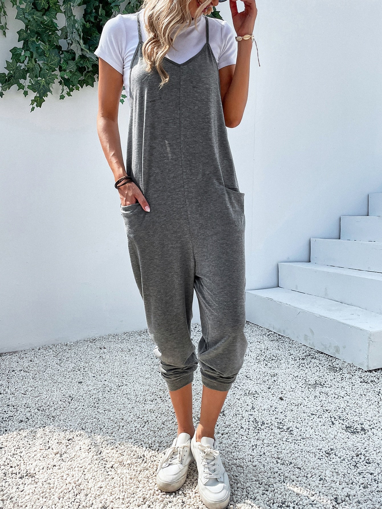 Spaghetti Strap Jumpsuit with Pockets