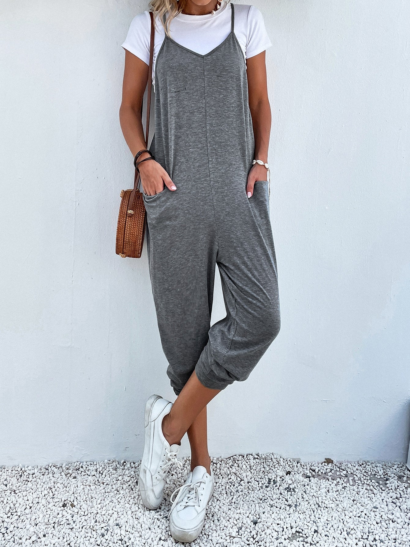 Spaghetti Strap Jumpsuit with Pockets