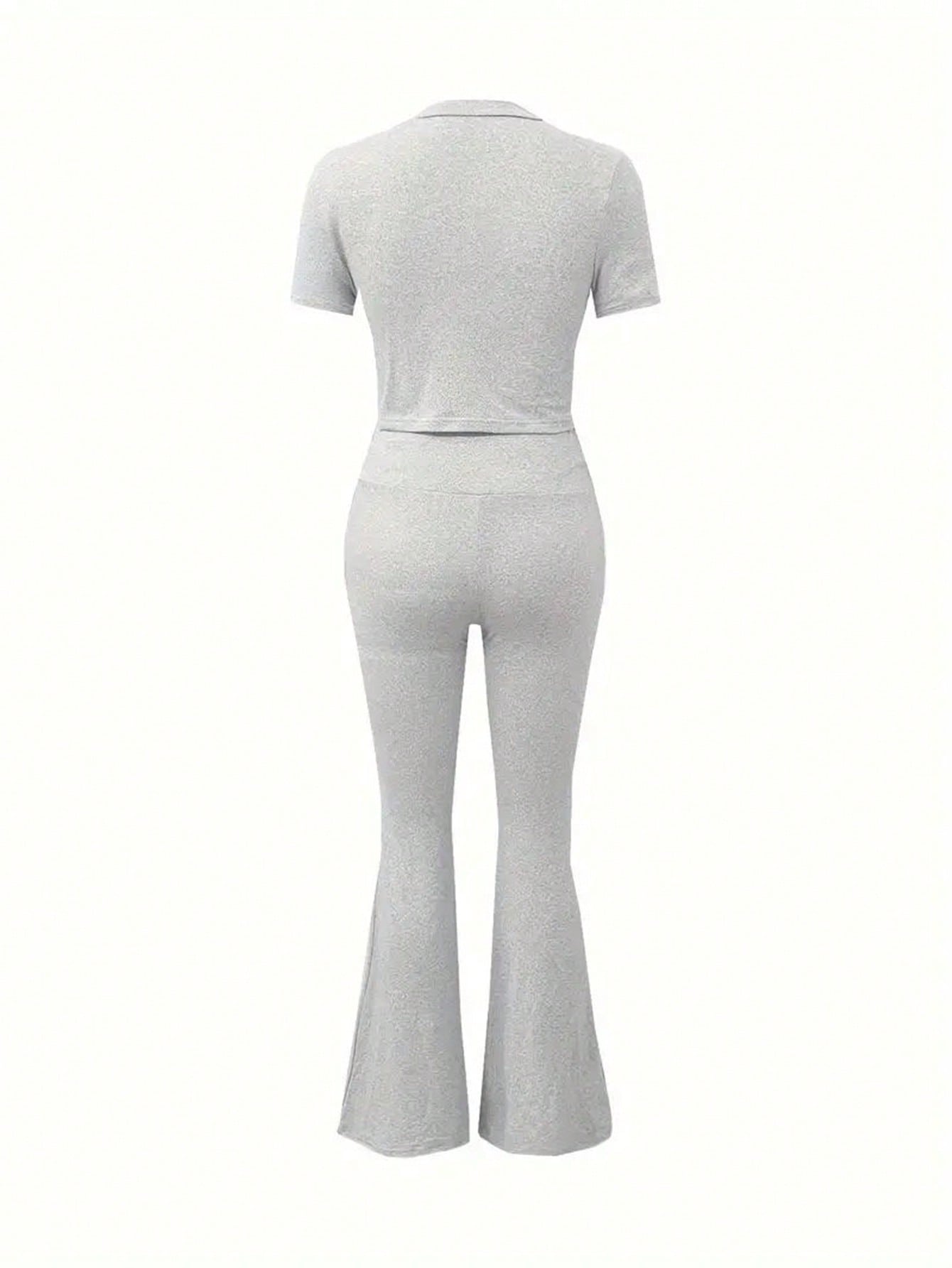 Slim Fit Top And Bell Bottoms Two Piece Set