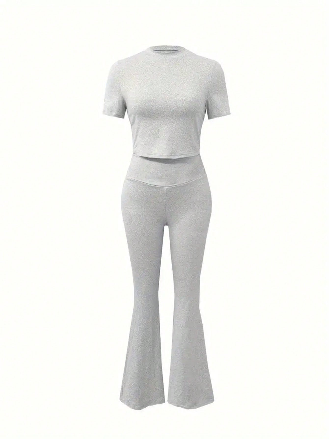 Slim Fit Top And Bell Bottoms Two Piece Set