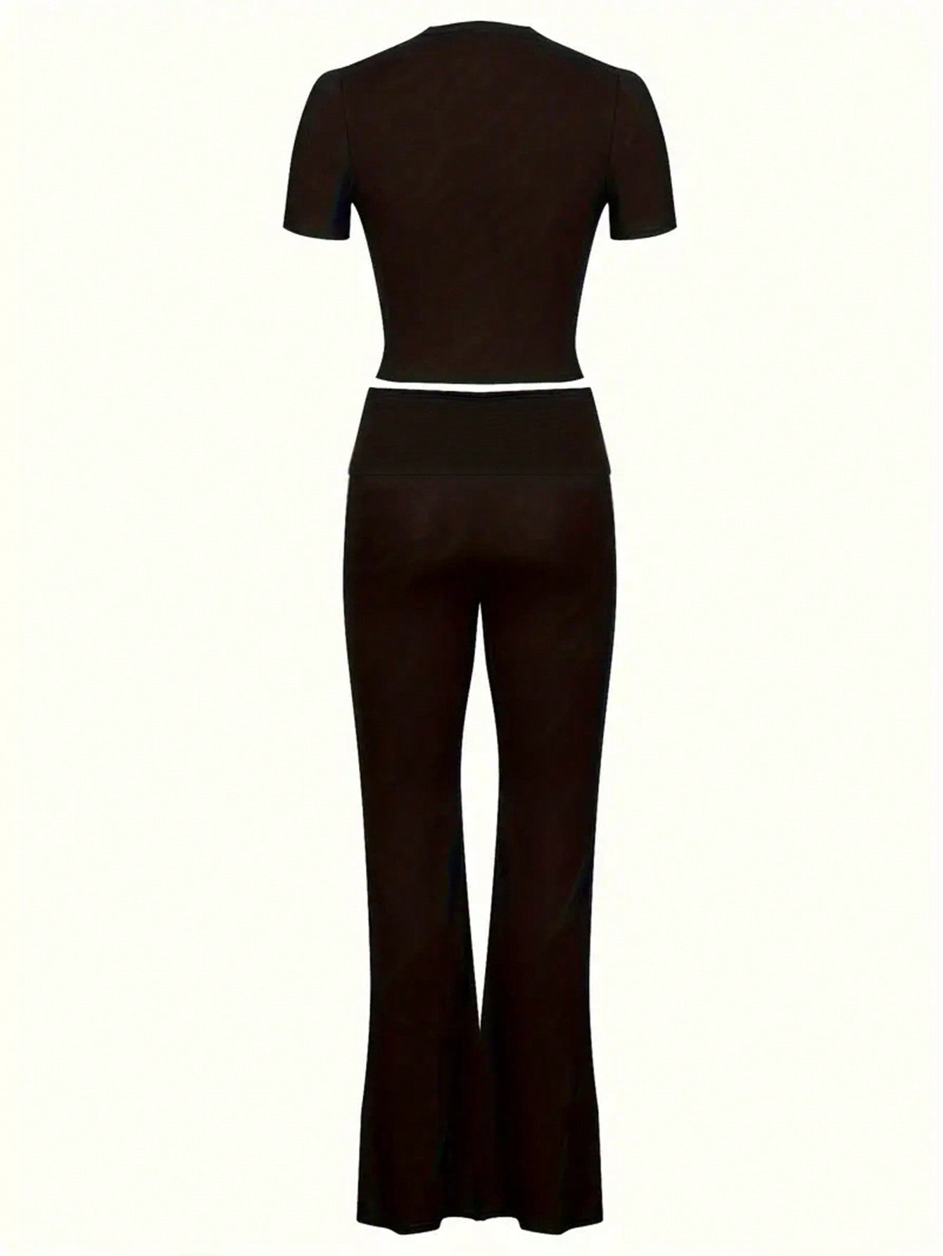 Short Sleeve & Flared Pants Two-Piece