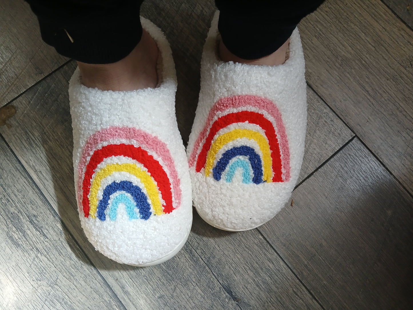 Rainbow Plush Slippers