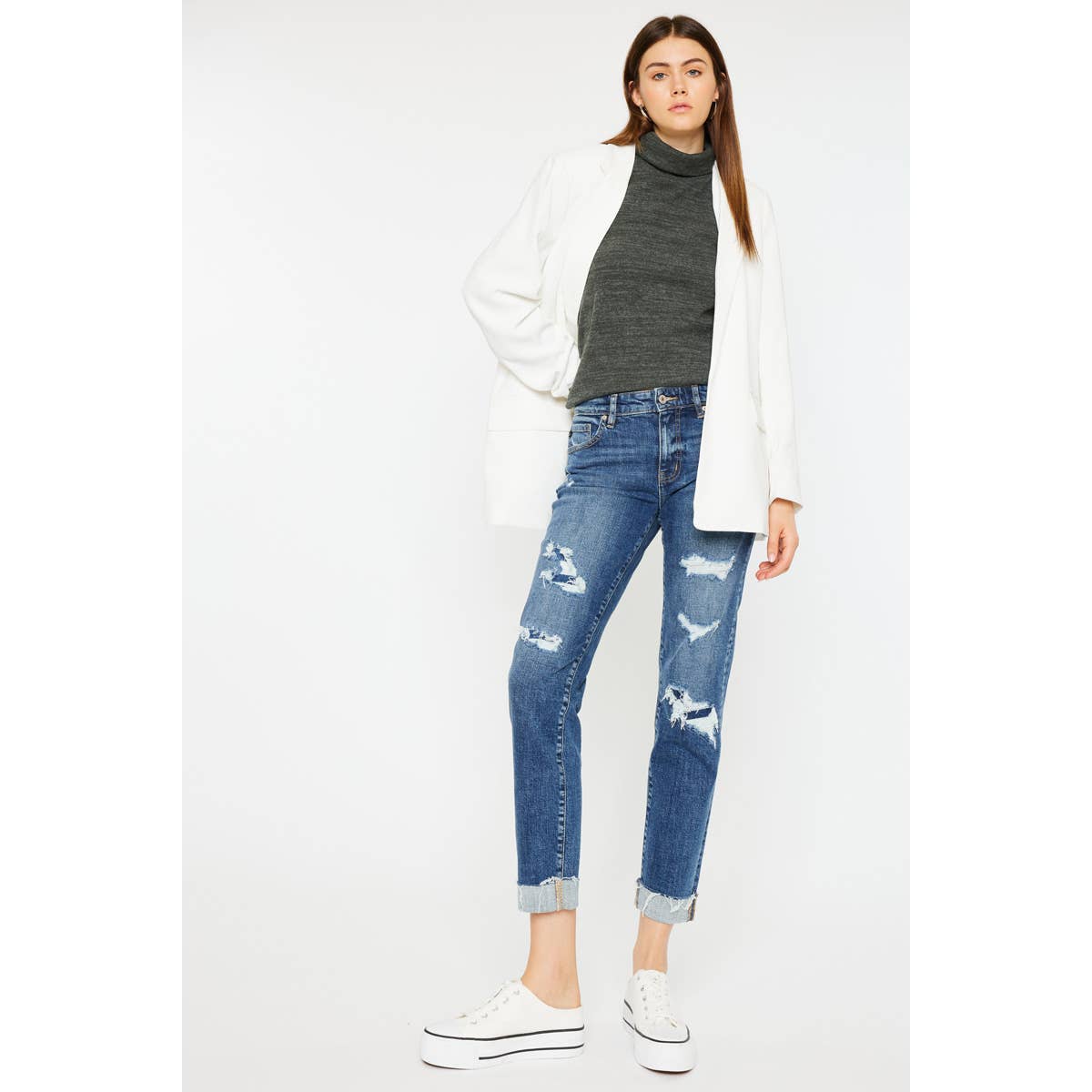 KAN CAN DISTRESSED BOYFRIEND JEANS
