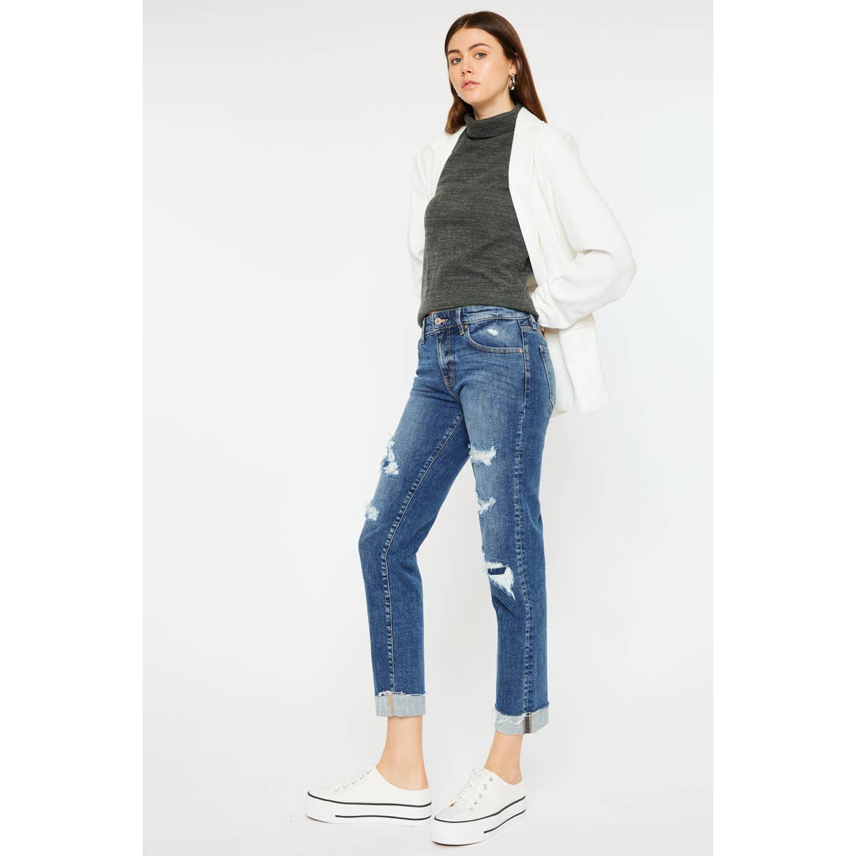 KAN CAN DISTRESSED BOYFRIEND JEANS