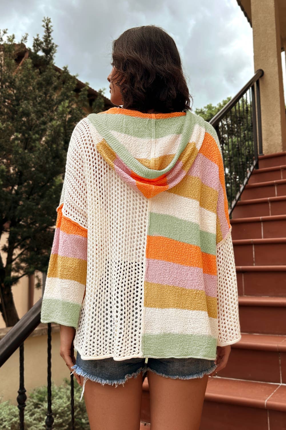 Oversized V Neck Hooded Sweater