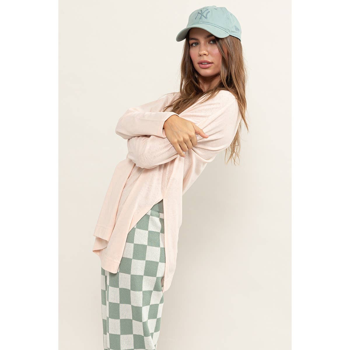 OVERSIZED LONG-SLEEVE TUNIC TOP