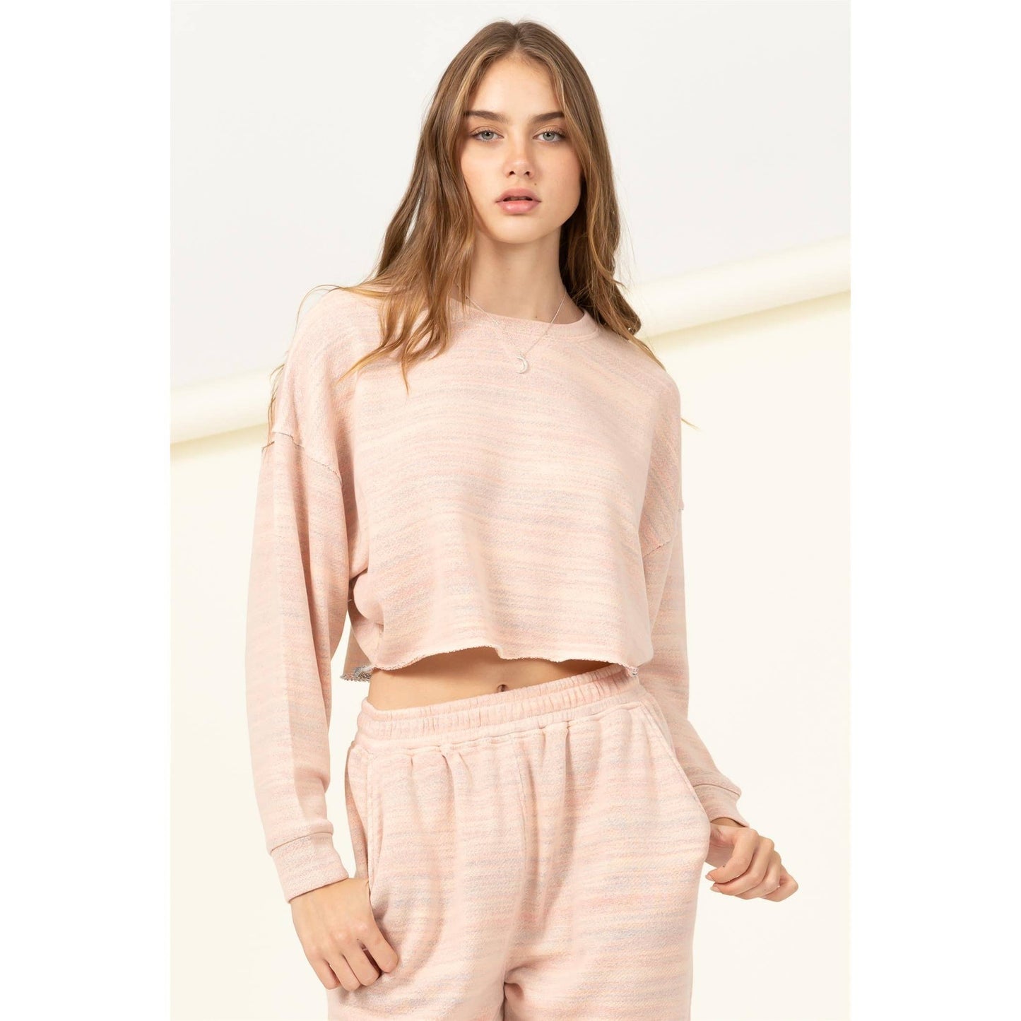 DROP-SHOULDER CROPPED TOP