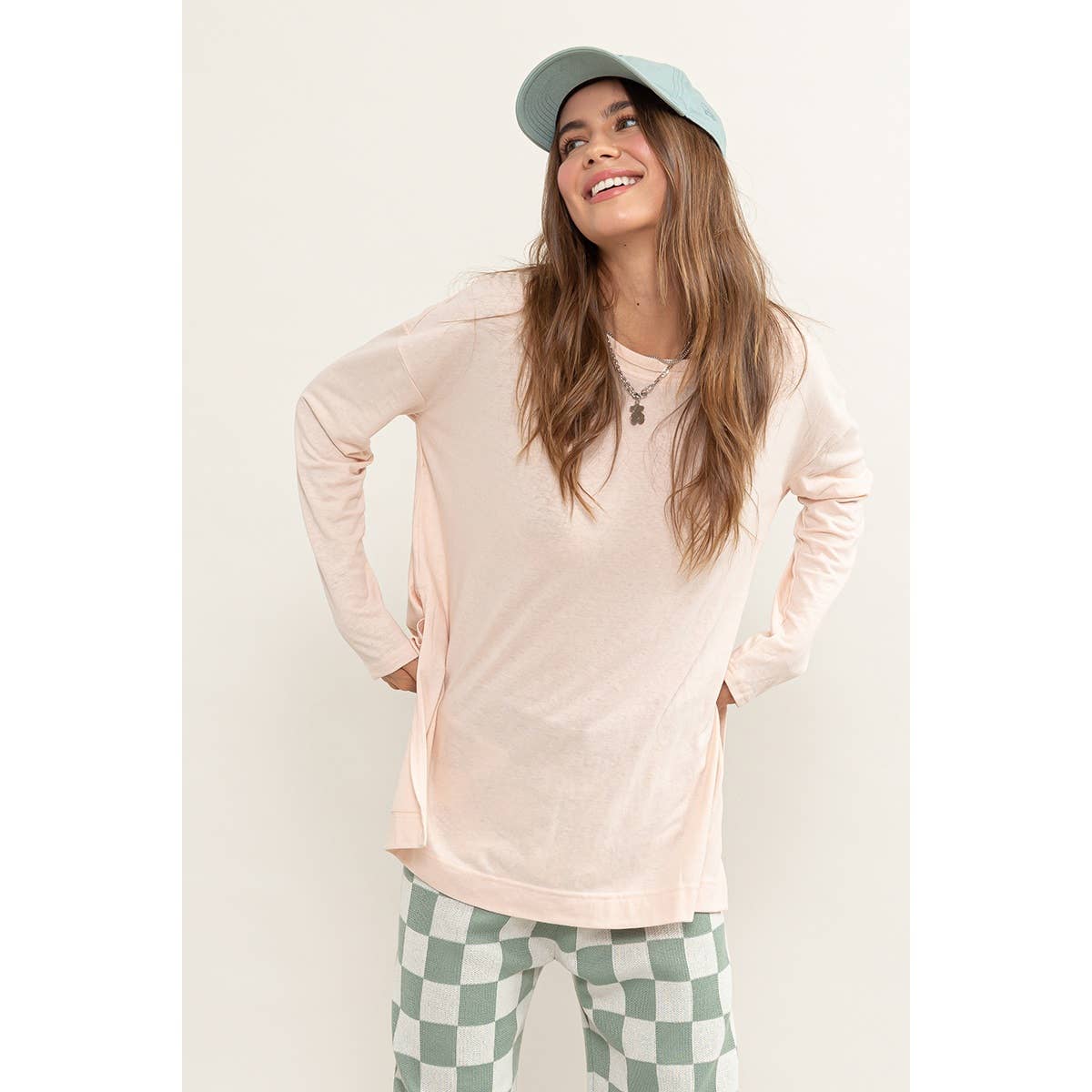 OVERSIZED LONG-SLEEVE TUNIC TOP