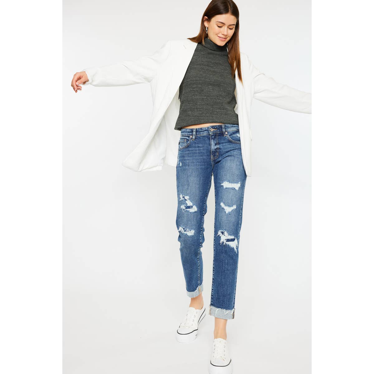 KAN CAN DISTRESSED BOYFRIEND JEANS