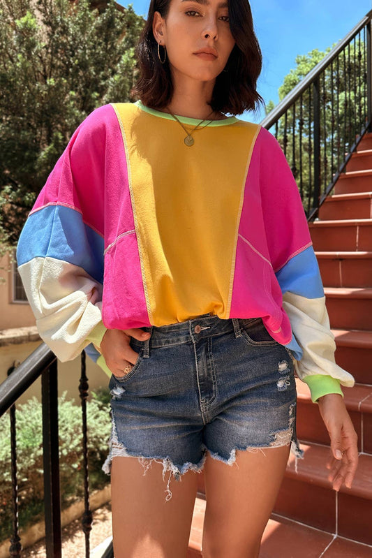 Colorblock Patchwork Oversize Sweatshirt